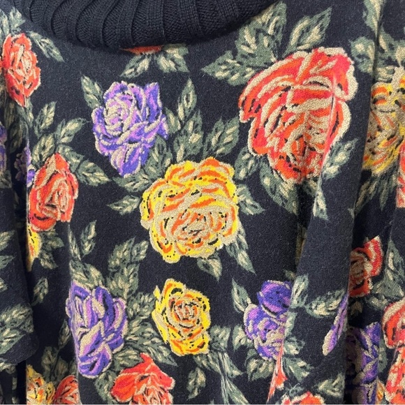 VINTAGE MADE IN ITALY KNIT WOOL MULTICOLOUR FLORAL MIDI DRESS - Picture 4 of 11